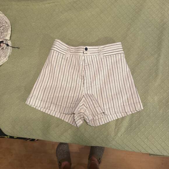 Rebecca Taylor Striped High-Rise Shorts - Picture 1 of 4